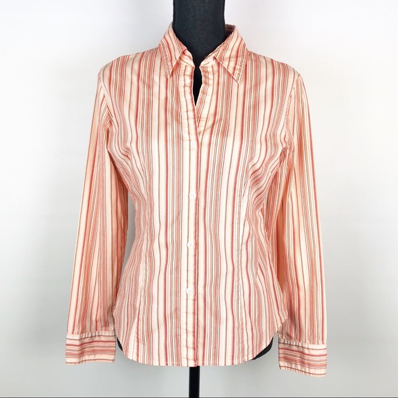 New York & Company | Striped Button Down Shirt | M - Picture 1 of 6
